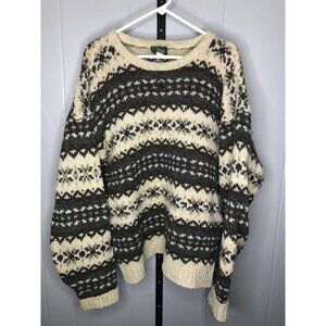 Vintage Izod Sweater Mens XL Geometric Knit Virgin Wool Grandpa Made In Italy